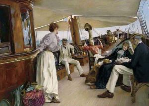/朱利叶斯·勒布朗·斯图尔特在画作中描绘了贝内特的游艇纳莫娜号上的生活//