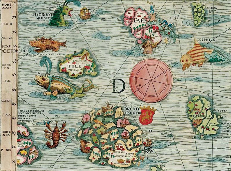 /神秘“天涯图勒”地图，奥劳斯·芒努斯画于1539年//