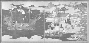 狩野山乐《南蛮屏风》，17世纪<br/>日本东京，三得利美术馆