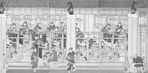 歌川芳虎《东京筑地的进口缫丝机》，1872年