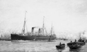 图1 描绘英国著名白星邮轮“条顿号”（RMS Teutonic）的画作