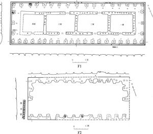 图4 宫城区F1、F2宫殿建筑基址平面、剖面
