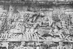 图5 巴戎寺浅浮雕上国王（阇耶跋摩七世）骑马指挥士兵的场景