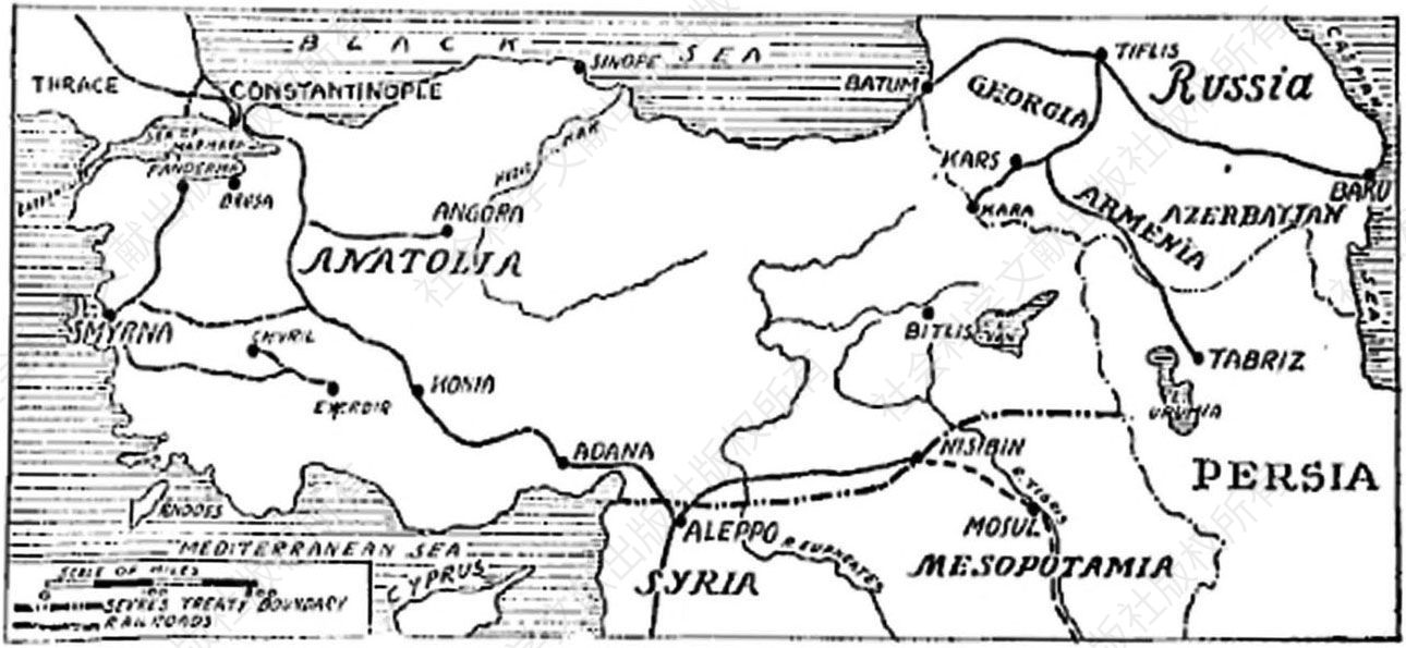 图5-1 《色佛尔条约》规定下的土耳其版图