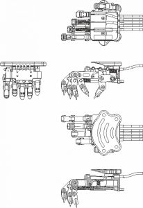 图7-6 展品“古筝机器人”右手结构第一版机械设计简图