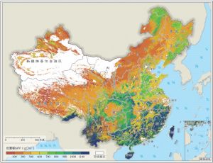 图3 2020年中国年累积植被净初级生产力分布