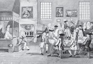 图9 《伦敦咖啡馆》，版画，1705年前后
