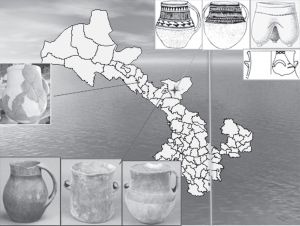 图1-3 沙井文化分布区域与典型器物
