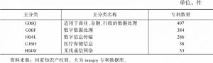 表7 截至2021年底广州区块链专利覆盖的前五大技术分类