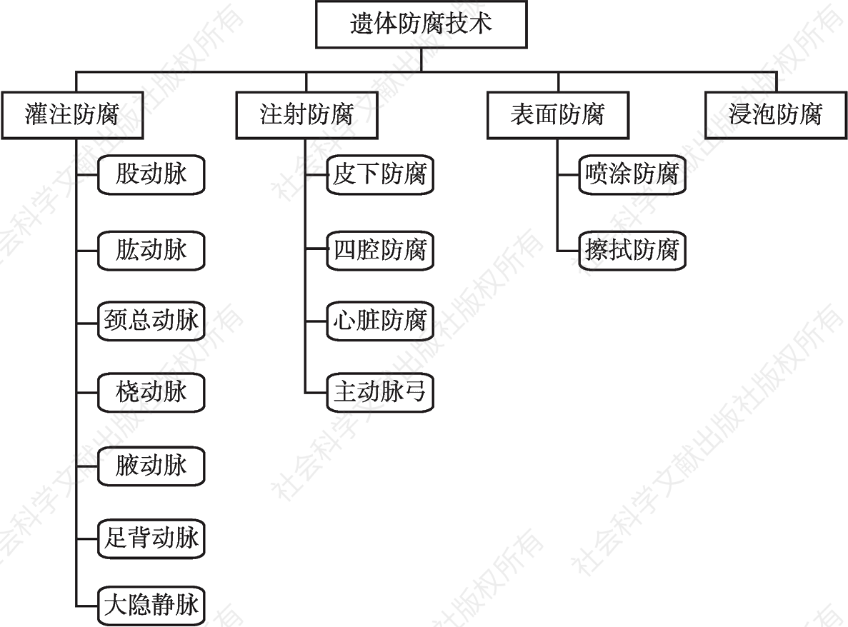 图1 遗体防腐技术分类