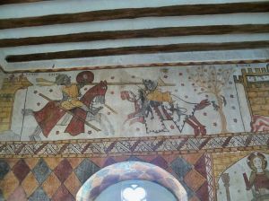 这幅13世纪的壁画描绘了一名正在战斗的叙利亚骑兵。他的铠甲较轻，反映出叙利亚骑兵行动非常敏捷和快速，擅长突袭作战。圣殿骑士团招募了一些叙利亚雇佣兵（被称为土科波）与自己并肩作战。