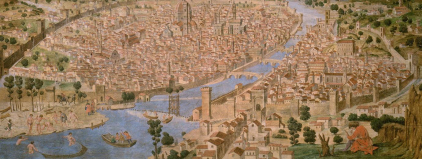马基雅维利出生几年后的佛罗伦萨。弗朗切斯科·罗塞利，《佛罗伦萨全景图》（约1480年）