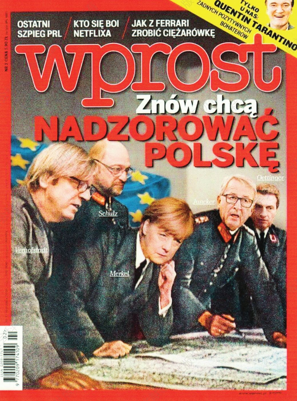 1-7.与欧盟为敌：2016年1月，波兰新闻杂志《直言》把欧盟的著名政治家们描绘成希特勒及其将军们，杂志封面的标题为“他们要再次掌管波兰”。