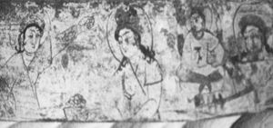 图5-5 斯坦因在新疆丹丹乌里克遗址发现的“蚕种西传”的木版画