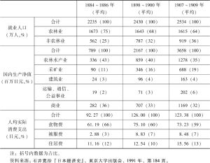 表2-2 1884～1909年日本国内生产与消费的动向
