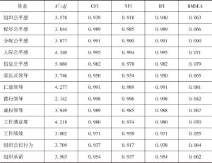 表8-2 量表的验证性因子分析（N=656）