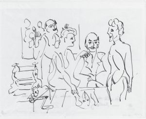 埃米尔·诺尔德及其妻子阿达·诺尔德、埃里希·赫克尔和恩斯特·路德维希·基希纳准备创作木刻画，基希纳作于1937年（Wikimedia Commons）