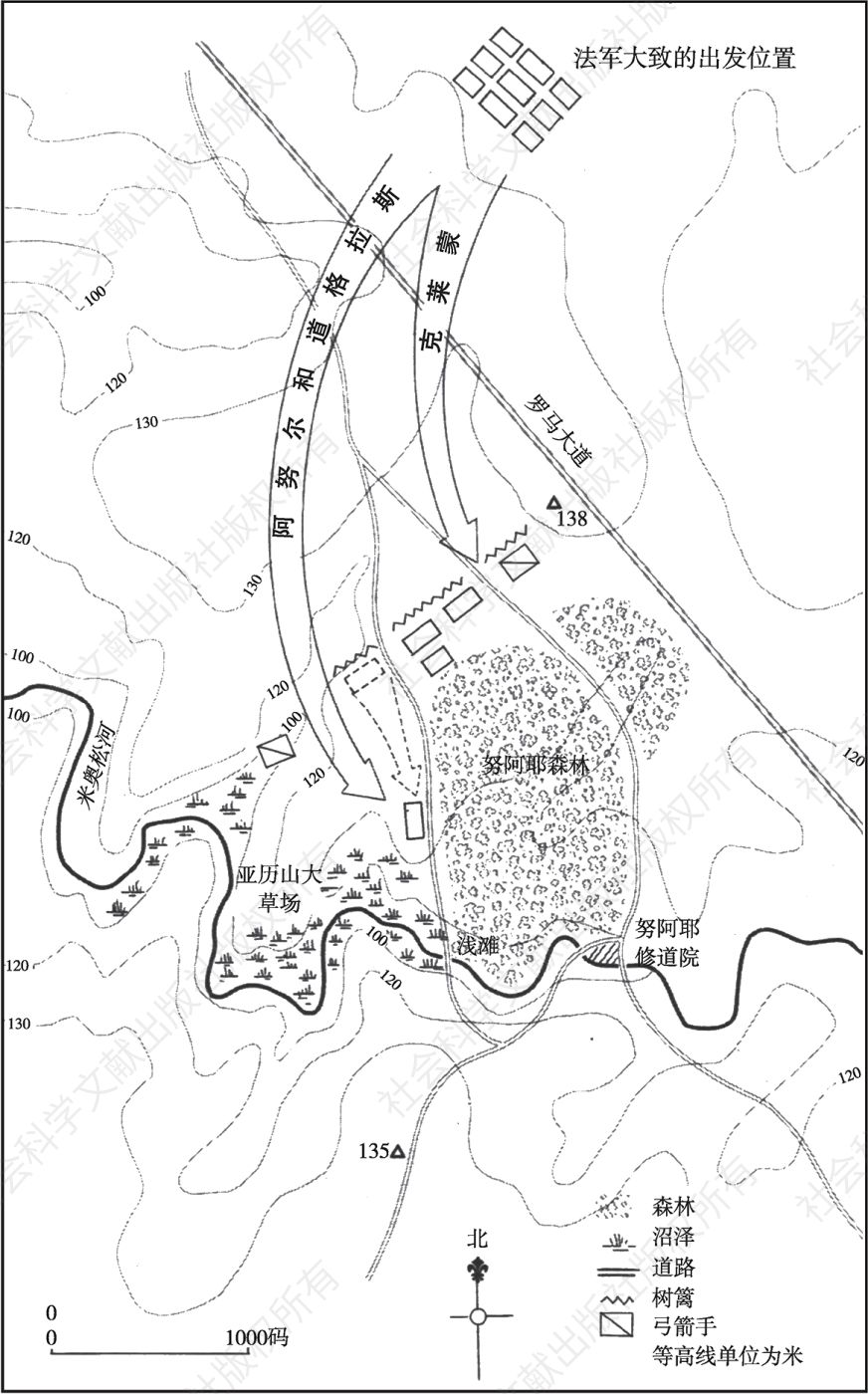 图16 普瓦捷之战，法军元帅们的冲锋，1356年9月19日