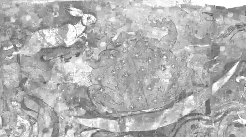 图8 长沙马王堆三号汉墓帛画上的《月中蟾蜍玉兔图》