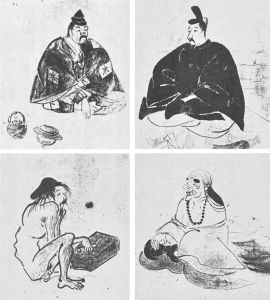 图19 “诸道之人”左上为铸物师，左下为博弈打，右上为医师，右下为巫女
