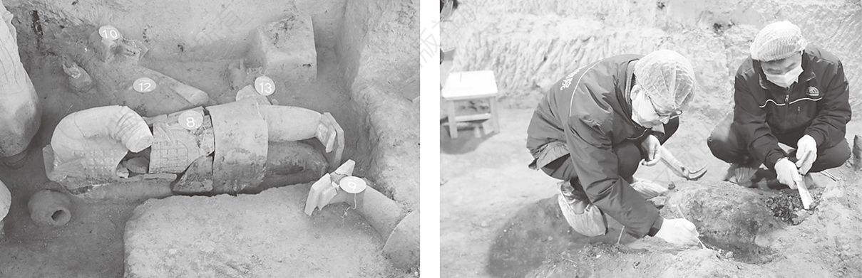 图7 秦始皇陵及兵马俑一号坑和二号坑考古发掘现场