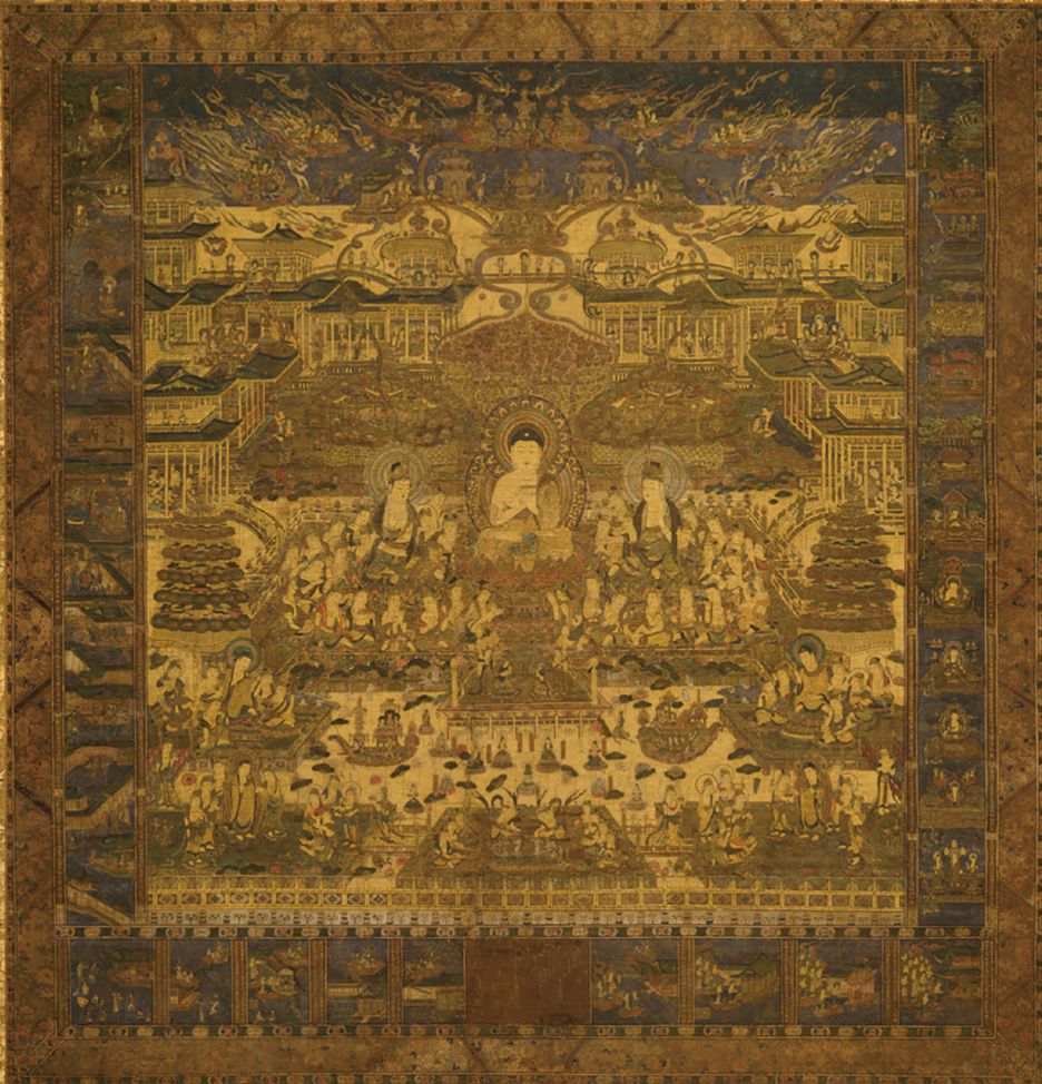 图6 九州国立博物馆藏当麻曼陀罗图（镰仓时代，14世纪）