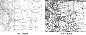 图1 1927年和1944年的《上海》分图在浦东部分地区的对比