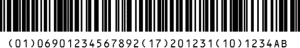 图7 包含UDI-DI和UDI-PI（失效日期和生产批号）串联的一维码标签
