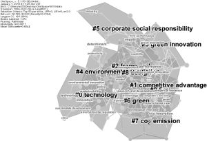 图2-11 国外核心期刊绿色创新研究的关键词网络聚类图谱