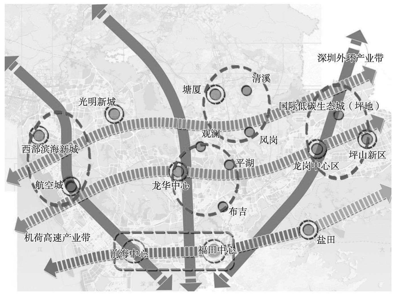 图1 珠江东岸区域产业转移的流向