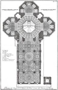 /大教堂的底层平面图，图中显示了三个祭坛和它们各自所属的礼拜堂//（© TPG images）