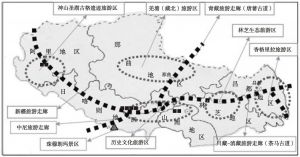 图4-1 西藏旅游走廊和主要区域分布示意图