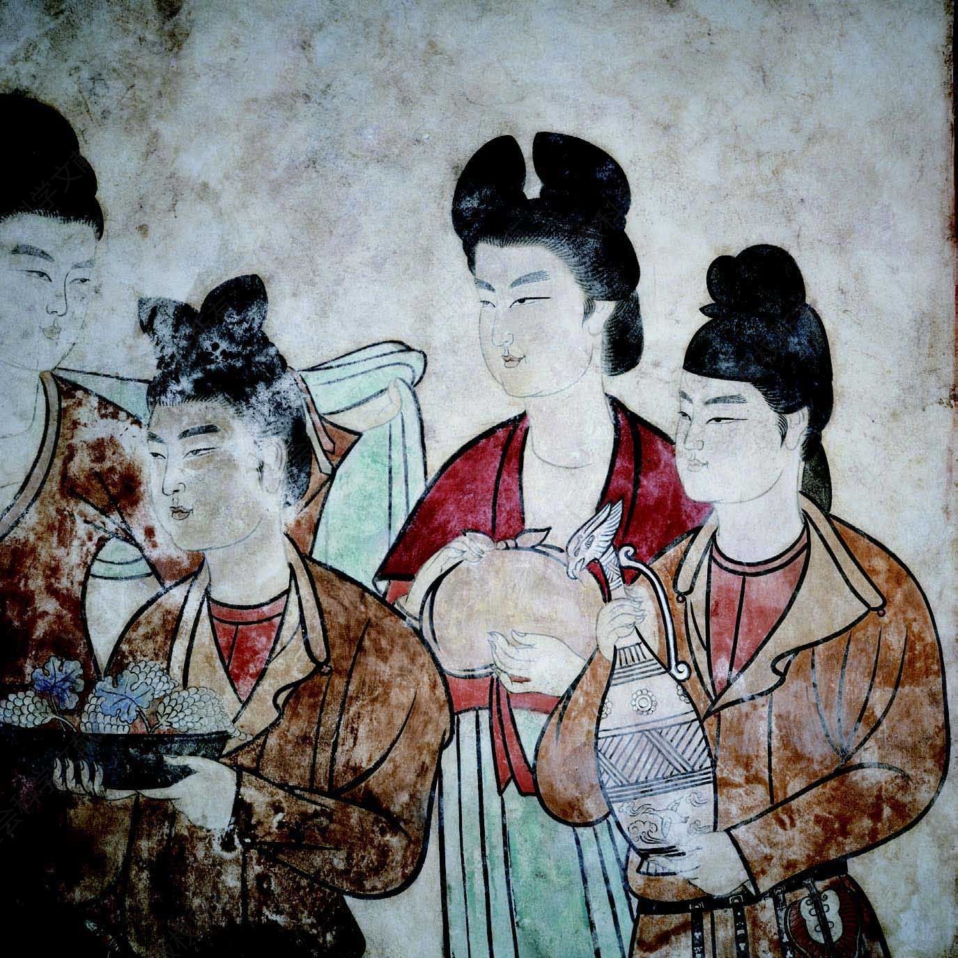 永泰公主墓壁画，唐朝宫女