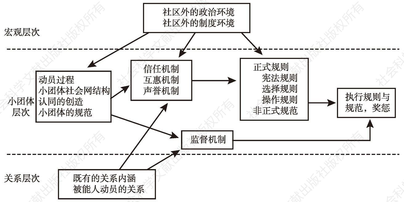 图1-1 一个自组织治理运作机制（过程）的理论架构