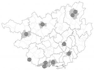 图3-9 广西县域民生竞争力十强县空间分布
