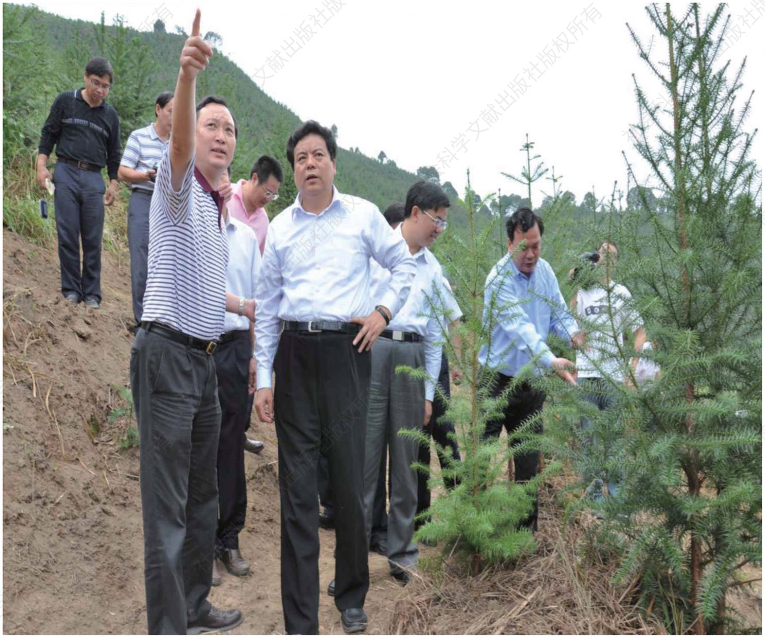 2011年11月7日，时任国家林业局局长赵树丛（前排左二）在武平县捷文村调研，充分肯定了武平林改工作取得的成果，认为武平林改“改得早、改得好、改得深、改得林农满意”