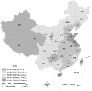 图4 2013年中国各地区文化产业固定资产投资地理分布