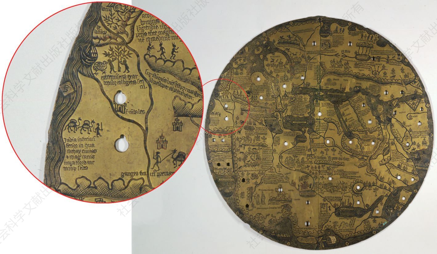 Figure 3 Borgiano Circular Planisphere（first half of the 15th century）. Borg.，Carta naut. XVI