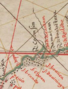 图21 Velho亚洲南部沿海图，局部（约1560）