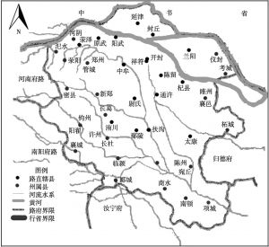 图1 1330年汴梁路行政区划图（自绘）