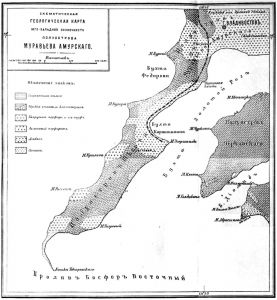 原书图43 穆拉维约夫—阿穆尔斯基半岛西南端地质略图