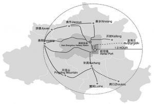 图1-6 郑州航空港经济综合实验区城际铁路1小时出行圈