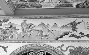 图2-10 曼谷地丹地区齐天宫庙门上的《西游》壁画