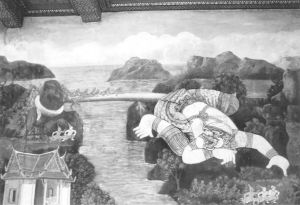 图4-9 显示哈奴曼尾巴神力的壁画（1）