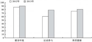 图2 2013年上海市全民健身发展三项指数