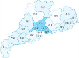 图1-1 广东省行政区划图（图片来源：广州日报）