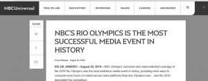 图16 NBC网站称其对里约奥运会的报道是“史上最成功的媒体”