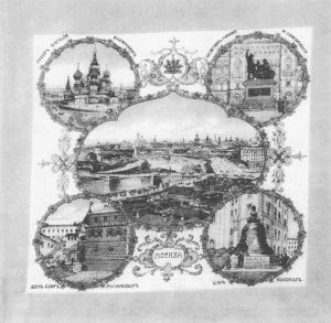 图3-3 19世纪末彼洛赫洛夫手工工场集团制作的以莫斯科为主题的手帕