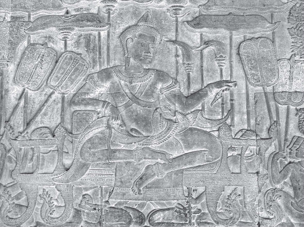 图6 吴哥寺浮雕回廊南面东侧的“苏利耶跋摩二世”主题浮雕局部，李颖摄