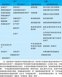 表4 中国政府资产负债表框架